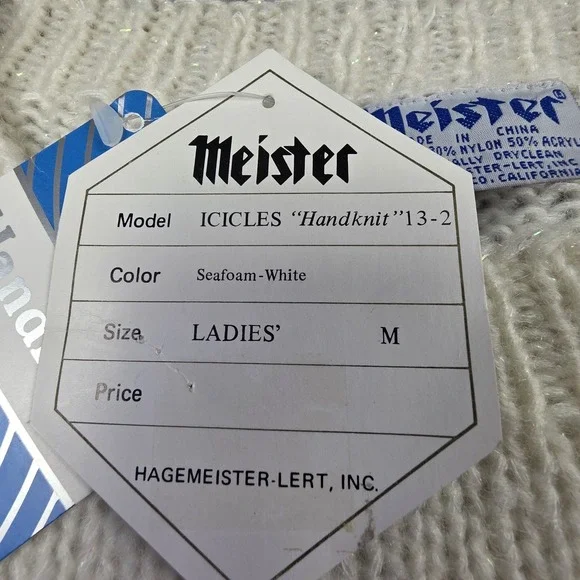 NEW Vintage Meister Sweater Mohair Hand Knit Icicle Cable Womens M Ski Bunny - Picture 5 of 9
